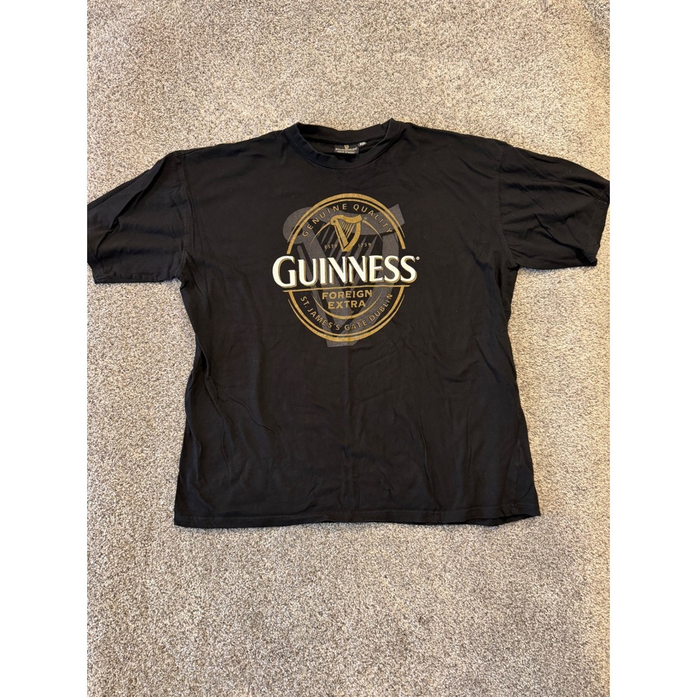 Guinness T Shirt Mens XXL Black Foreign Extra St James Gate Relaxed Fit Cotton